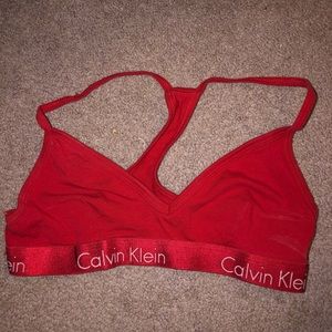 size small red Calvin Klein soft bra
